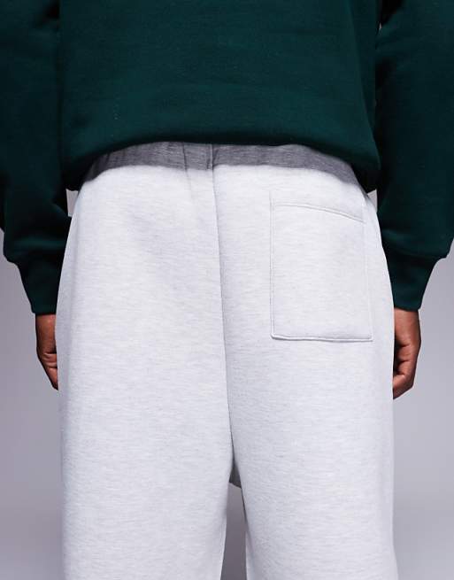 ASOS DESIGN Heayweight Wide Leg Jogger In Scuba-style Fabric In Grey Marl