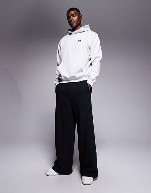 ASOS DESIGN Hoodie With Back Print In Ice Marl