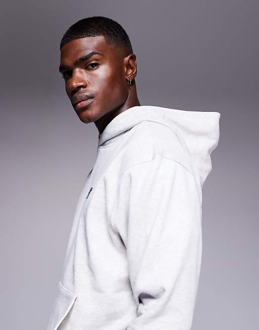 ASOS DESIGN Hoodie With Back Print In Ice Marl