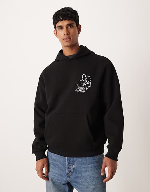 ASOS DESIGN Hoodie With Floral Print In Black