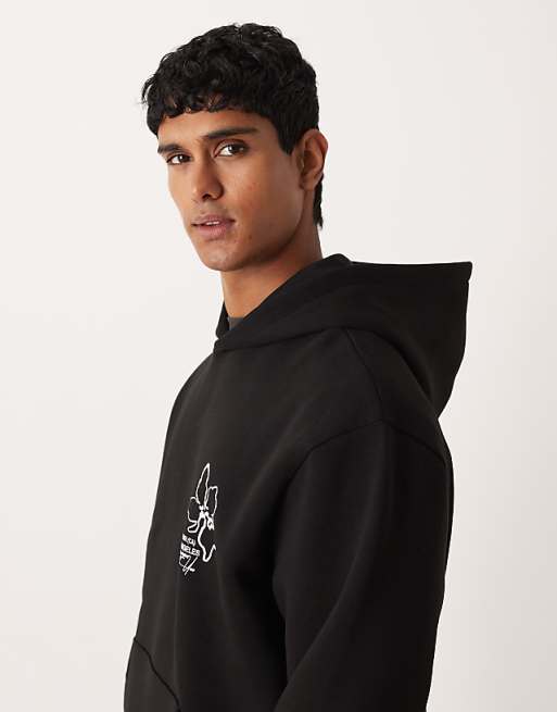 ASOS DESIGN Hoodie With Floral Print In Black