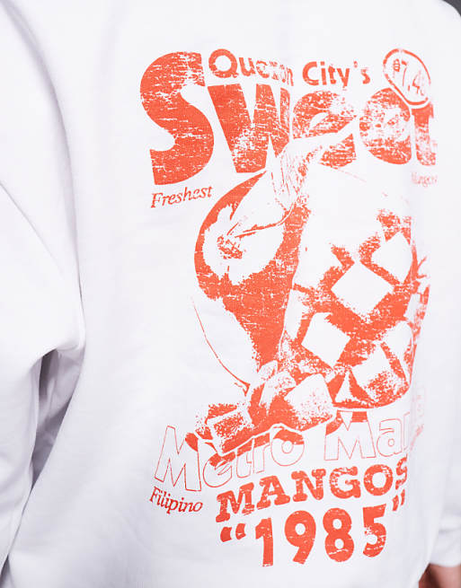 ASOS DESIGN Hoodie With Mango Prints In White