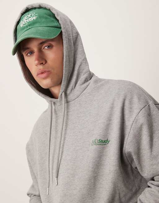 ASOS DESIGN Hoodie With Souvenir Prints In Grey Marl