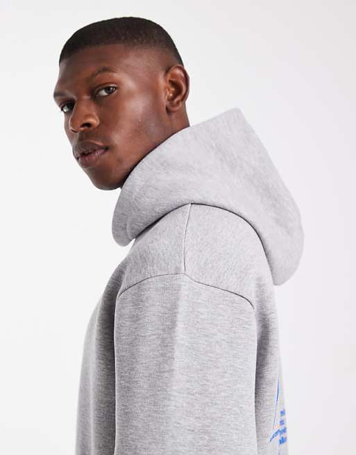 ASOS DESIGN Hoodie With Text Print In Grey Marl