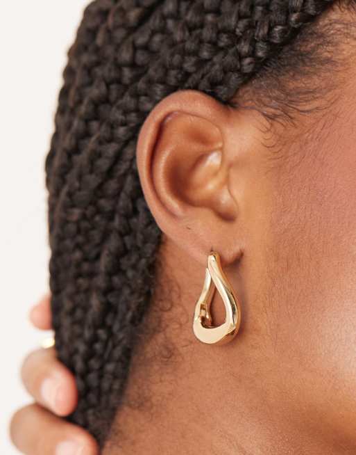 ASOS DESIGN Hoop Earrings With Angular Design In Gold Tone