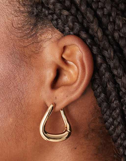 ASOS DESIGN hoop earrings with angular design in gold tone