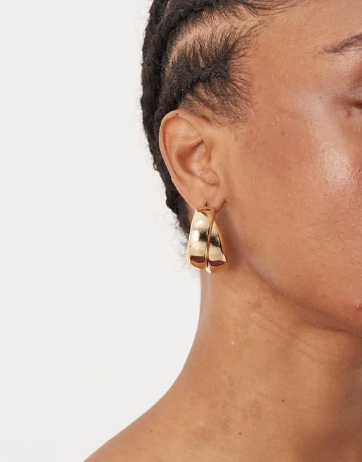 ASOS DESIGN hoop earrings with thick crossover design gold tone