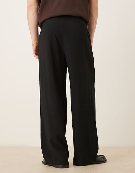 ASOS DESIGN Horseshoe Smart Trousers In Black