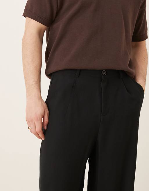 ASOS DESIGN Horseshoe Smart Trousers In Black