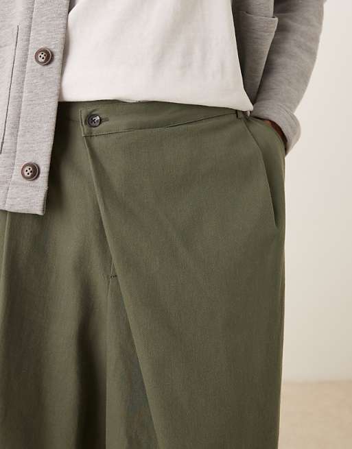 ASOS DESIGN Horseshoe Trousers With Wrap Detail In Green