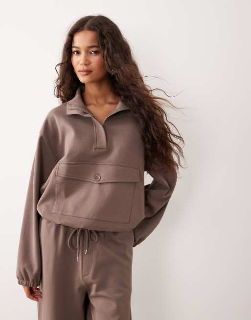 ASOS DESIGN Interlock Co-ord Extreme Funnel Co Ord In Brown