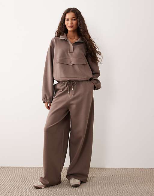 ASOS DESIGN interlock co-ord extreme funnel co ord in brown