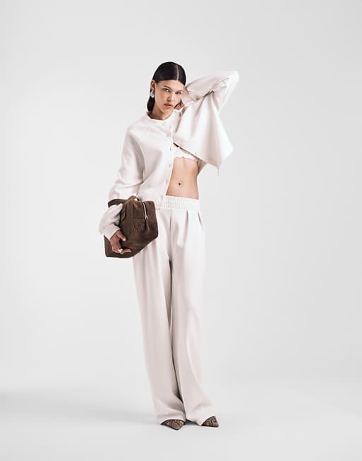 ASOS Design Interlock Co-ord In Cream