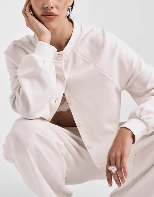 ASOS Design Interlock Co-ord In Cream