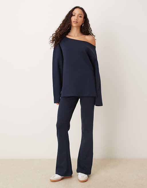 ASOS Design Interlock Co-ord In Navy