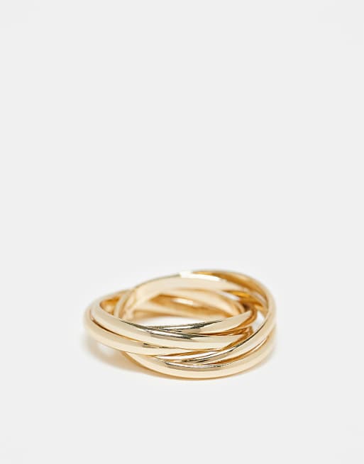ASOS DESIGN interlocking multi ring in gold tone