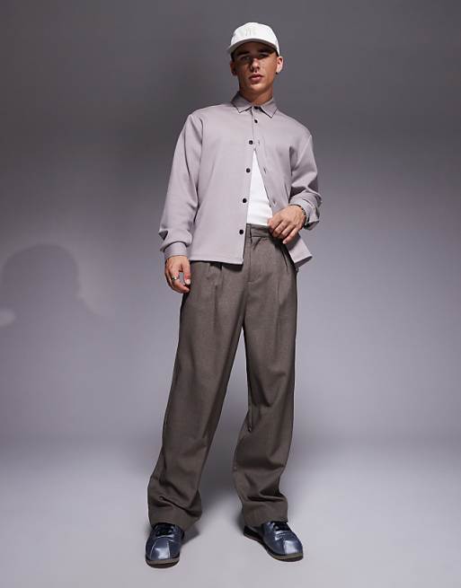 ASOS DESIGN Jersey Overshirt In Grey