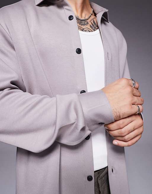 ASOS DESIGN Jersey Overshirt In Grey