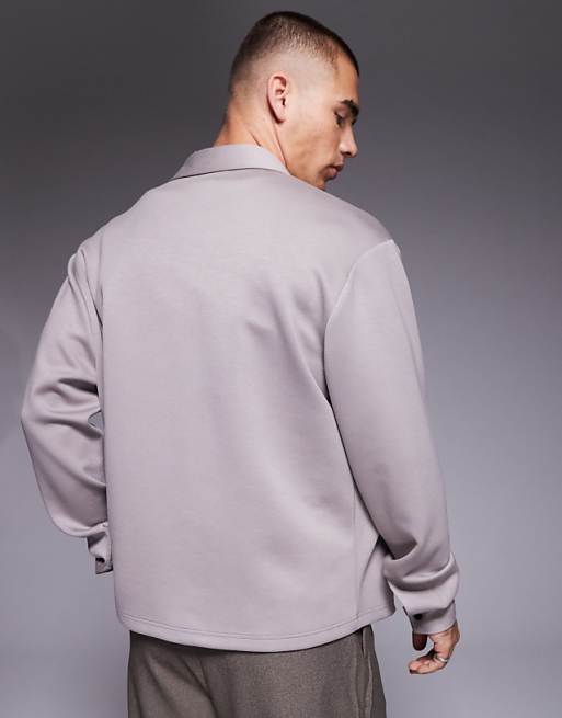 ASOS DESIGN Jersey Overshirt In Grey