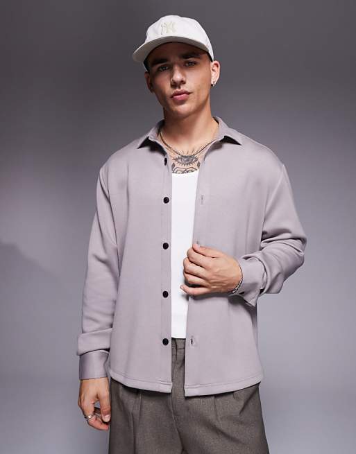 ASOS DESIGN jersey overshirt in grey