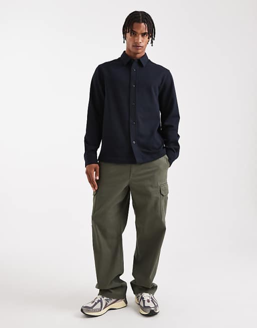 ASOS DESIGN Jersey Overshirt In Navy