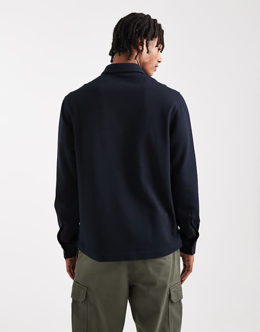 ASOS DESIGN Jersey Overshirt In Navy