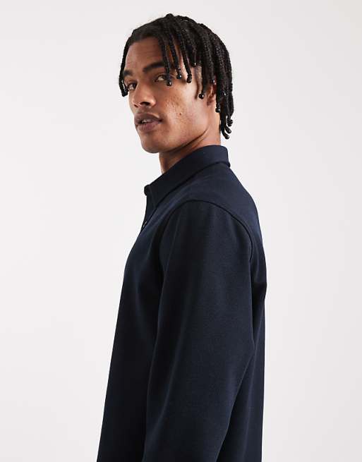 ASOS DESIGN Jersey Overshirt In Navy