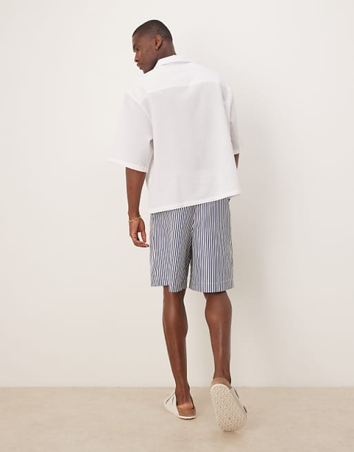 ASOS DESIGN Jorts In Blue And White Stripe