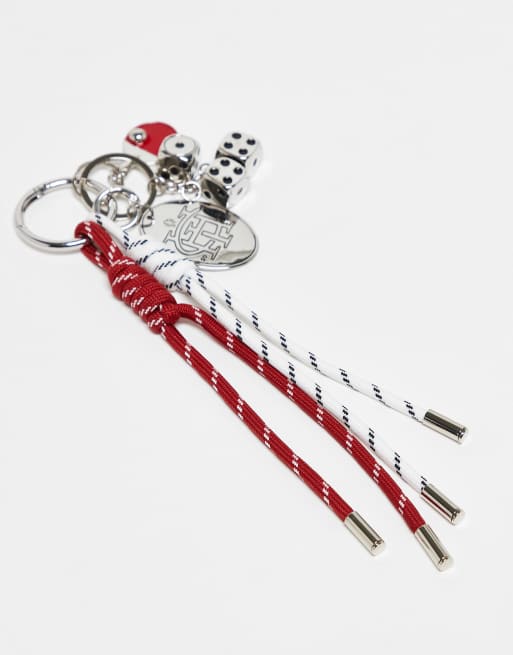 ASOS DESIGN Keyring Bag Charm In Red Cord With Table Tennis Charm In Multi