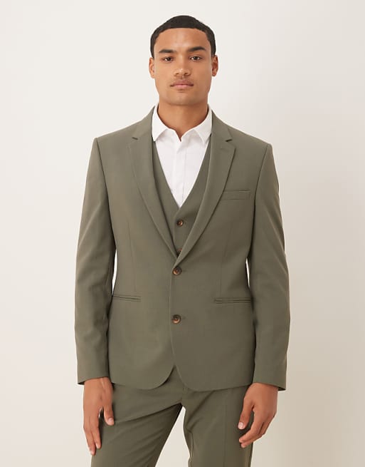 ASOS DESIGN Khaki Skinny Fit Suit