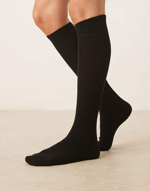 ASOS DESIGN knee high socks in black