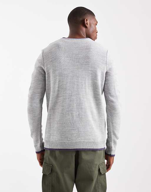 ASOS DESIGN Knitted Crew Neck Jumper In Grey Marl