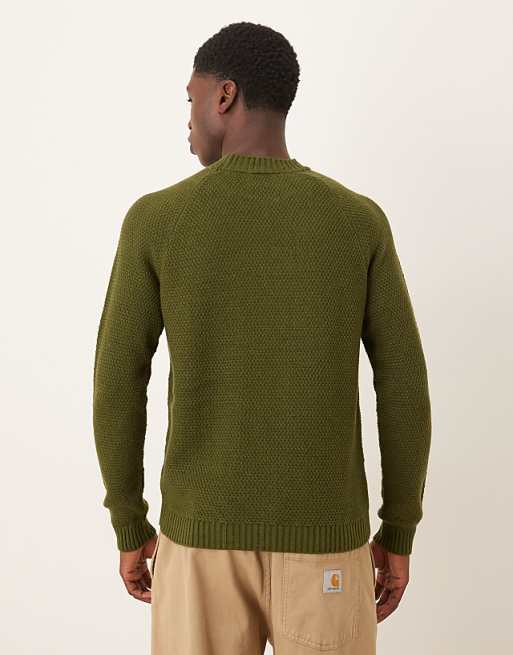 ASOS DESIGN Knitted Crew Neck Jumper In Khaki