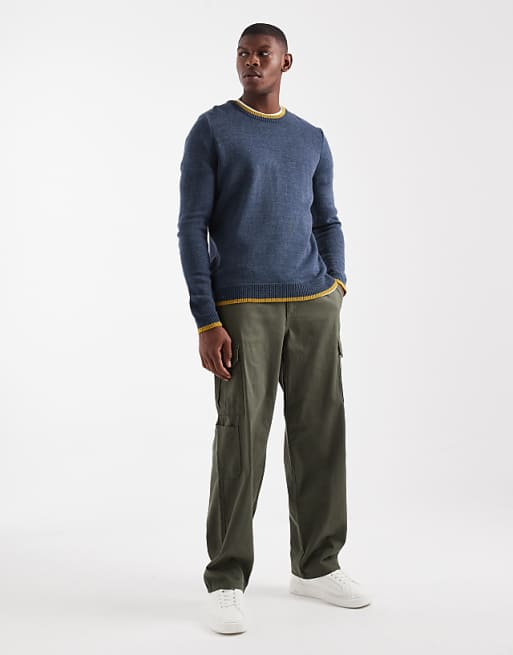 ASOS DESIGN Knitted Crew Neck Jumper In Navy