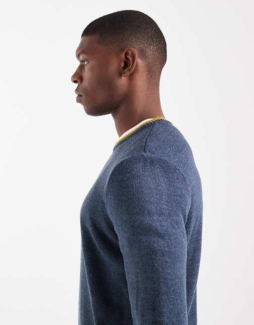 ASOS DESIGN Knitted Crew Neck Jumper In Navy