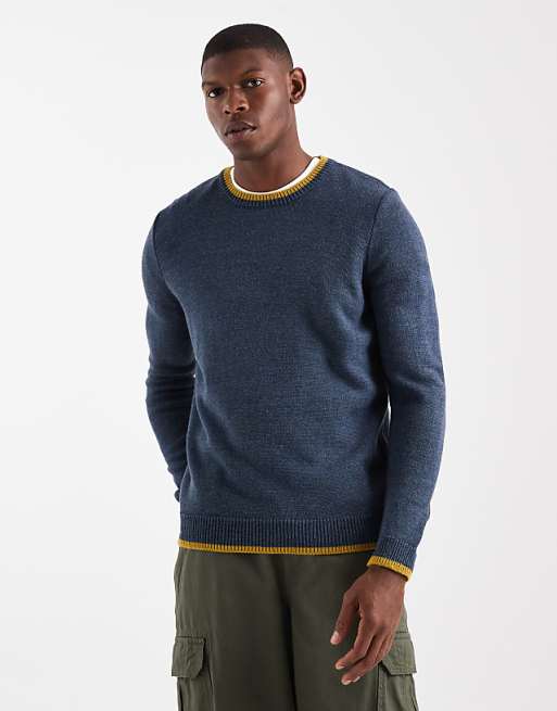 ASOS DESIGN knitted crew neck jumper in navy