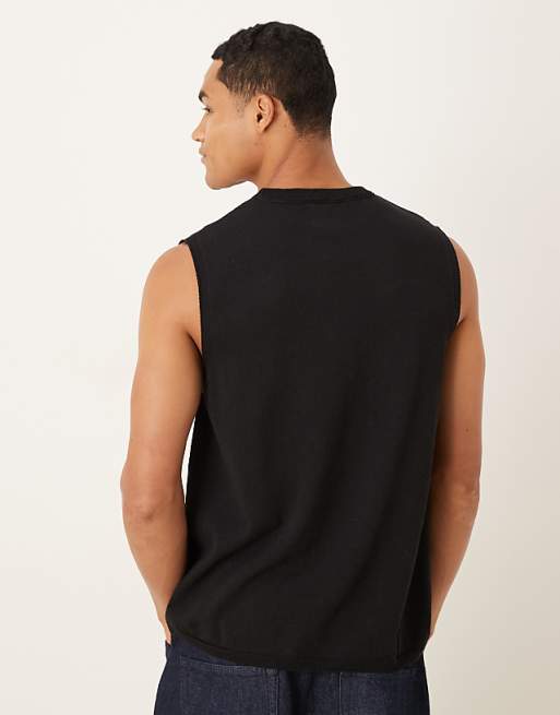 ASOS DESIGN Knitted Crew Neck Vest In Black