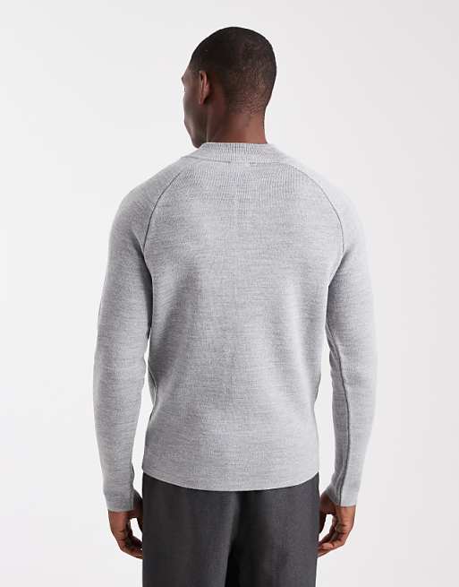 ASOS DESIGN Knitted Half Zip Jumper In Grey