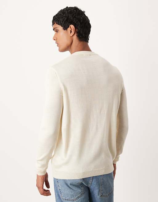 ASOS DESIGN Knitted Long Sleeve Henley Neck T-shirt In White