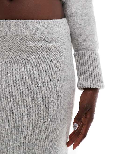ASOS DESIGN Knitted Maxi Skirt Co-ord In Mid Grey