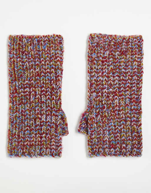 ASOS DESIGN knitted palmwarmer in mix knit in multi