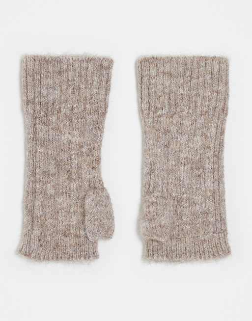 ASOS DESIGN Knitted Rib Palmwarmer In Oatmeal