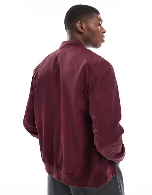 ASOS DESIGN Lightweight Bomber Jacket In Burgundy