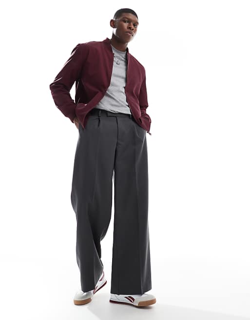 ASOS DESIGN Lightweight Bomber Jacket In Burgundy