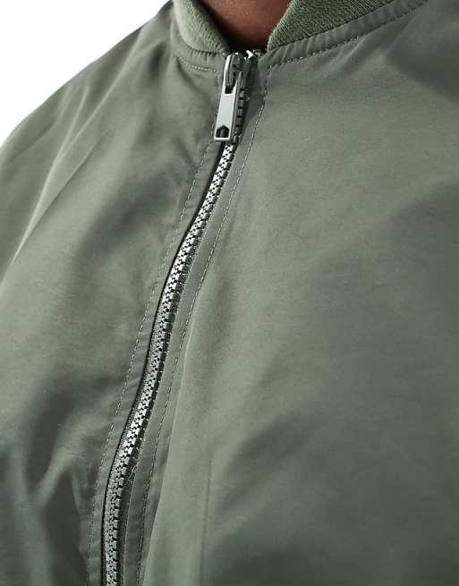 ASOS DESIGN Lightweight Bomber Jacket In Khaki