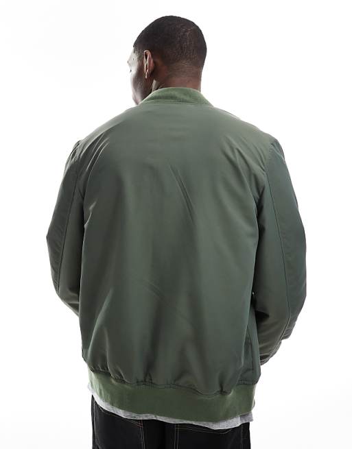 ASOS DESIGN Lightweight Bomber Jacket In Khaki