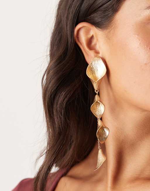 ASOS DESIGN Limited Edition Earrings With Floral Details In Gold Tone