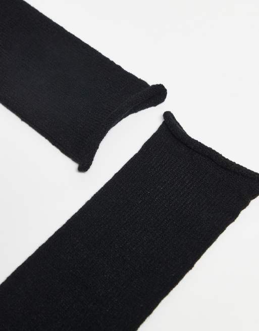 ASOS DESIGN Long Knit Gloves In Black