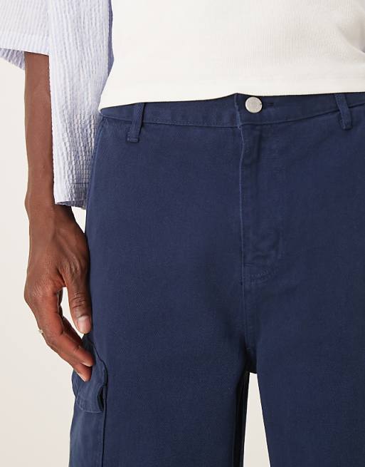 ASOS DESIGN Long Length Cargo Shorts In Navy