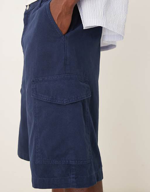 ASOS DESIGN Long Length Cargo Shorts In Navy